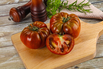 Organic juicy ripe red tomatoes
