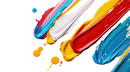 Colorful paint strokes with transparent background creating dynamic composition