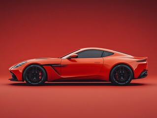 Obraz premium Red sports car profile, studio shot