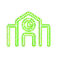 Icon town hall from the flow of energy of green color. Shimmering neon