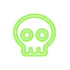 Icon skull from the flow of energy of green color. Shimmering neon