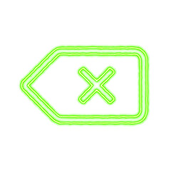 Icon backspace from the flow of energy of green color. Shimmering neon