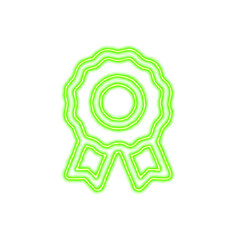 Icon award from the flow of energy of green color. Shimmering neon