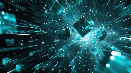 Abstract picture blue geometric cube graphic with light tone, monochrome style design. Modern art present about the seamless pattern blocks textiles perfect for creative background, wallpaper. AIG53.