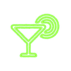 Icon cocktail from the flow of energy of green color. Shimmering neon