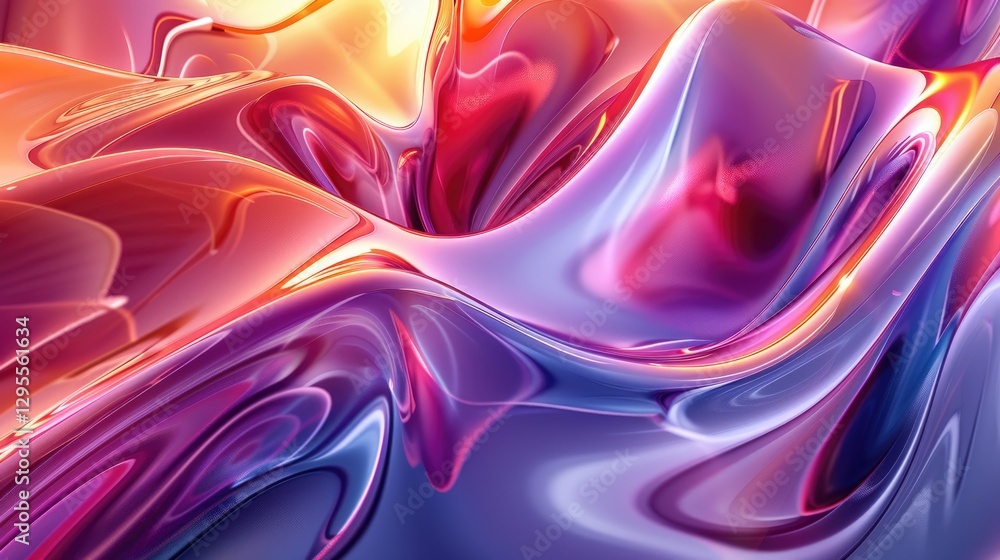 Poster vibrant abstract waves in red, orange, and purple. close up of gradient vibrant color from fabric ma