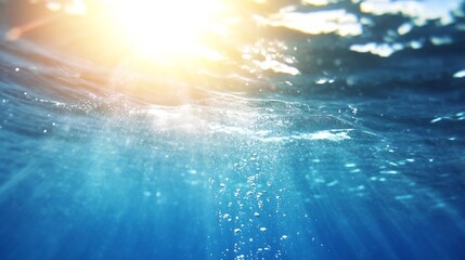 Obraz premium Beautiful Sunlight Reflecting on Blue Water Surface Inviting Calm and Serenity : Generative AI