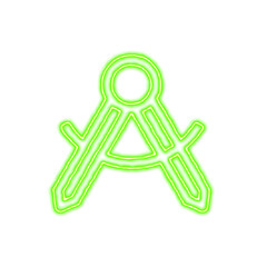 Icon drafting compass from the flow of energy of green color. Shimmering neon
