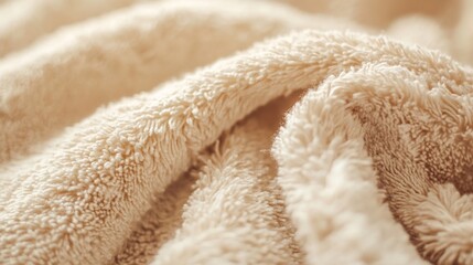 Soft plush beige blanket with texture creating a warm and inviting feel : Generative AI