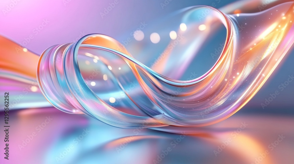 Poster dynamic flow of colorful light waves abstract digital space rendered imagery vibrant environment clo