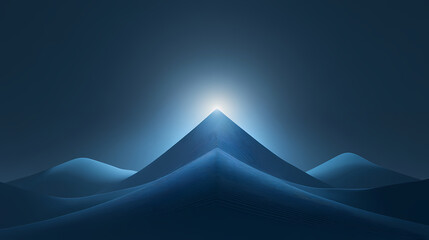 Blue Mountain Peak with Flowing Wave Lines