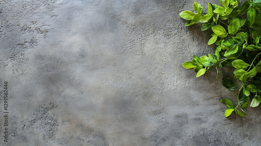 Poster natural greenery on gray surface creating a harmonious minimalist aesthetic : generative ai