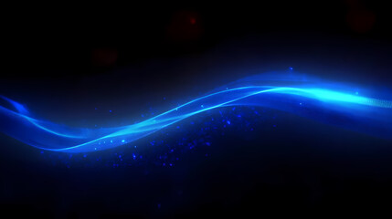 Curved Blue Light with Particle Effects in Dark