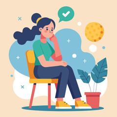 a girl is thinking vector	
