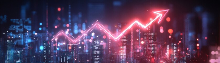 Fototapeta premium Business growth through data visualization urban cityscape digital graphics nighttime environment professional viewpoint economic trends