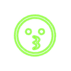 Icon kiss from the flow of energy of green color. Shimmering neon
