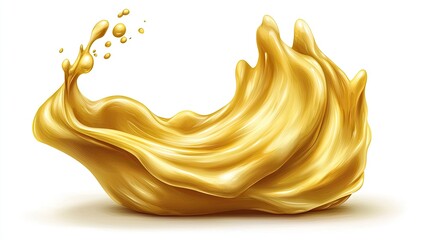 Fototapeta premium Golden juice splash, studio shot, isolated on white
