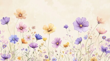Fototapeta premium Vibrant floral display in a serene garden nature illustration soft pastel colors tranquil atmosphere close-up view for botanical enthusiasts