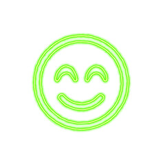 Icon smile beam from the flow of energy of green color. Shimmering neon