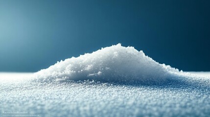 Close-up of a small pile of snow against a dark blue background.