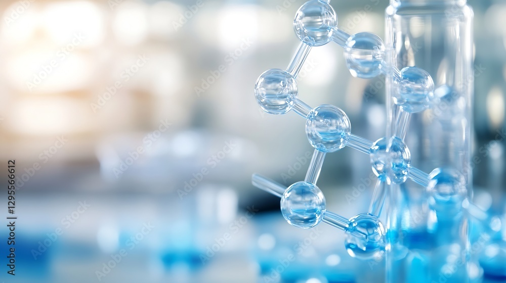 Aufkleber close up of molecules and glassware in a modern laboratory setting : generative ai