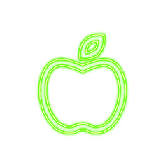 Russia, Ekaterinburg - February 23, 2025: Icon apple from the flow of energy of green color. Shimmering neon