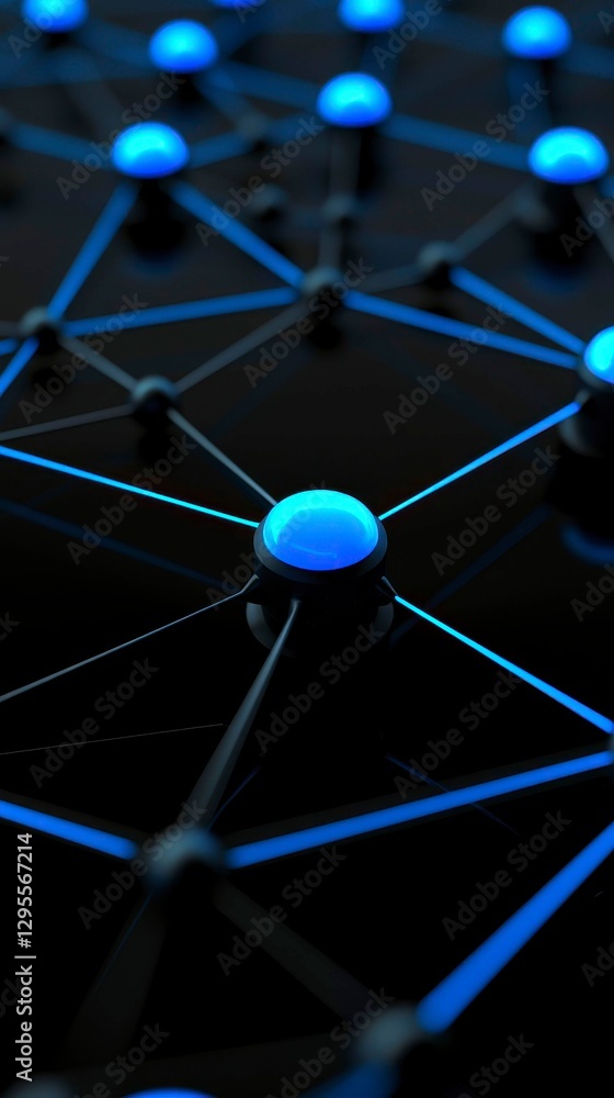 Aufkleber futuristic network nodes with glowing connections in complex grid design illustration