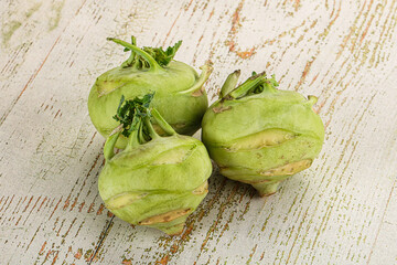 Raw fresh organic kohlrabi cabbage