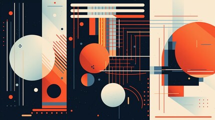 Artworks, posters inspired postmodern of vector abstract dynamic symbols with modernist grids and layered textures.