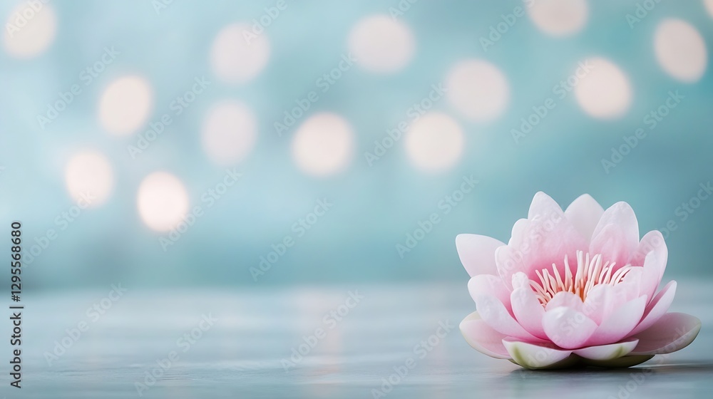 Leinwandbilder elegant pink lotus flower on soft background with bokeh effect : generative ai