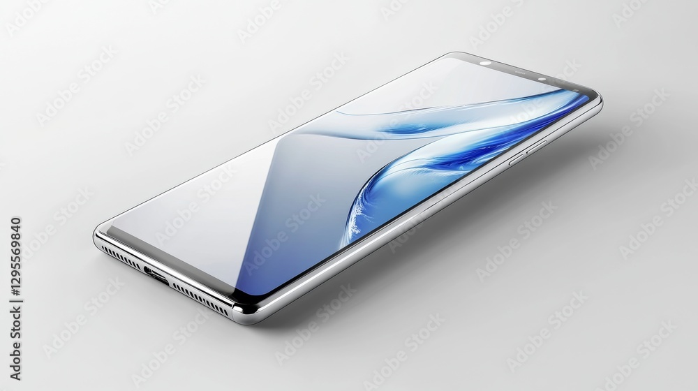 Poster innovative smartphone design showcasing cutting-edge technology in a minimalistic studio setting hig