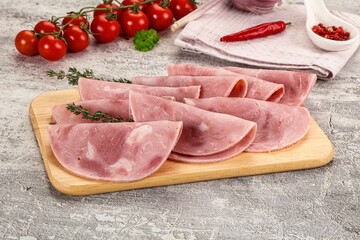 Sliced pork ham sausages slices