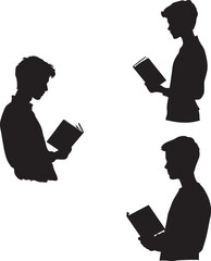 Young Business Person Holding a book Silhouette vector