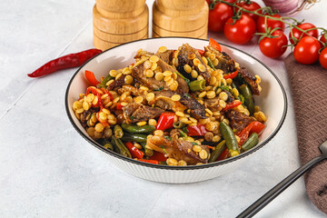 Eastern cuisine - Ptitim with beef and vegetables
