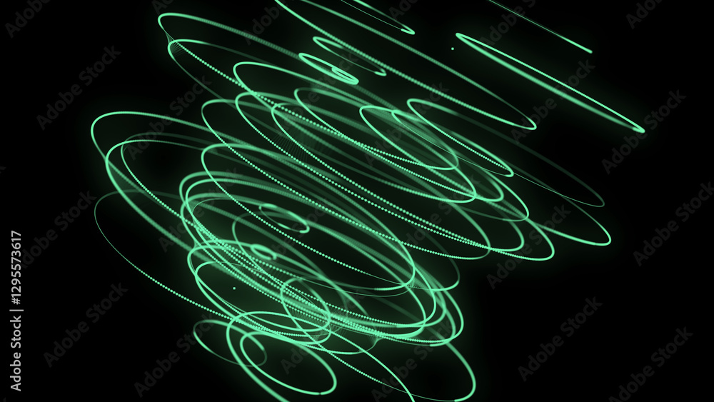 Aufkleber Abstract green sphere with connecting dots and lines. Wireframe technology sphere. Big data visualization. 3d rendering.