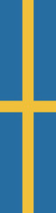 Obraz premium Flag of Sweden. Sweden flag. A long banner. Flag icon. Vertical pattern. Standard color. A rectangular flag. Digital illustration. Vector illustration.