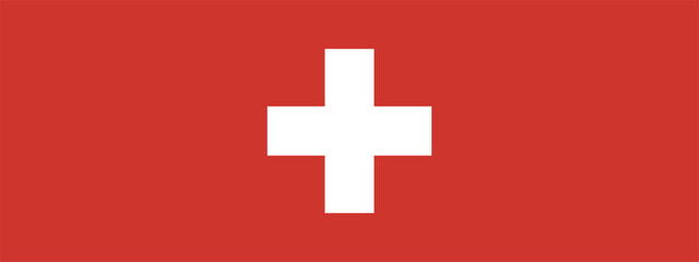 Obraz premium Flag of Switzerland. Flag icon. A long banner. Standard color. Standard size. Computer illustration. Digital illustration. Vector illustration.