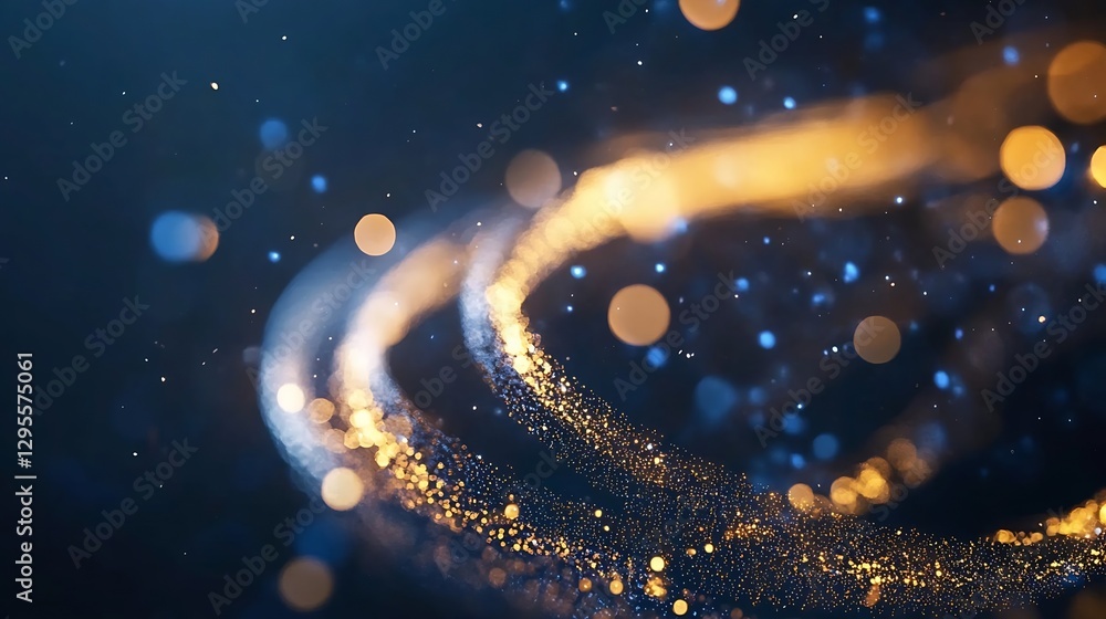 Fototapete dynamic abstract background of swirling golden and blue glittering lights creating a vibrant and ene