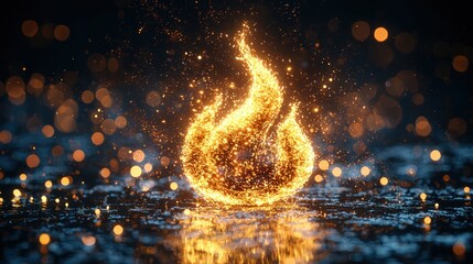 Golden Sparkles: A Fiery Abstract Art