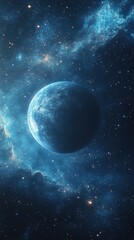 Serene celestial sphere in deep space with nebula and distant stars cosmic exploration concept art