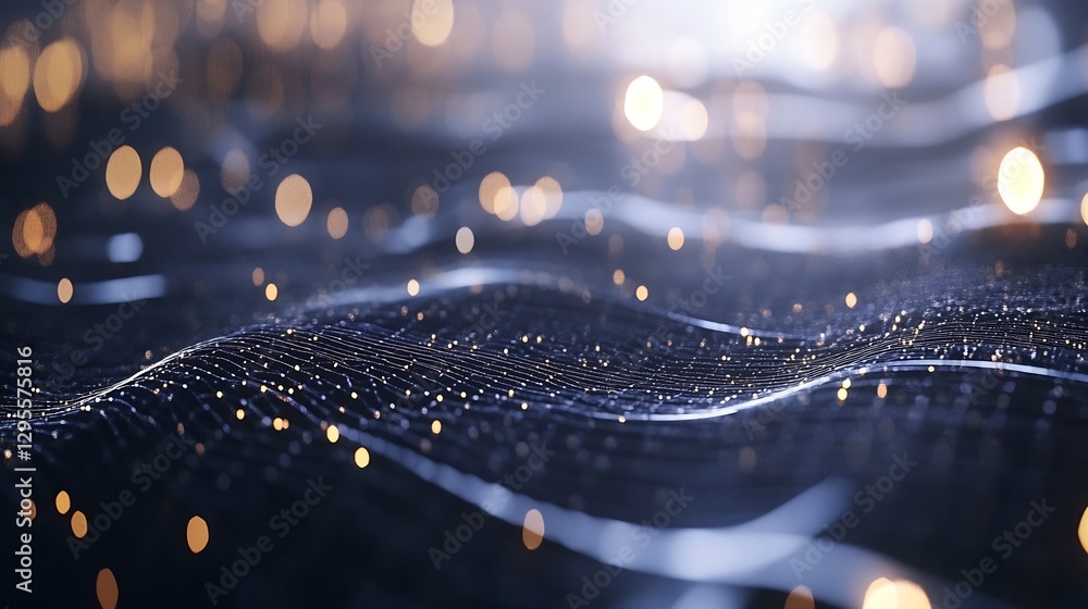 Fototapete Elegant Close Up of Illuminated Waves and Sparkling Bokeh in a Sense of Tranquility : Generative AI