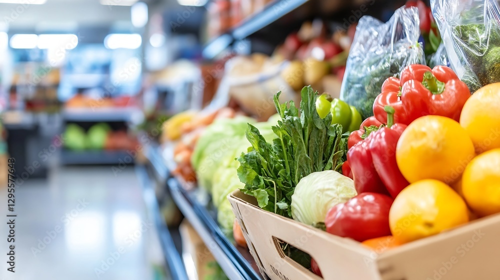 Poster freshly picked vegetables in a grocery store showcasing healthy eating and local produce : generativ