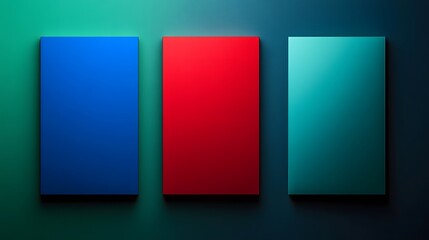 Three rectangular colored forms against a gradient colored background