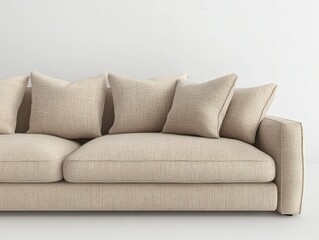 3D Render of a Beige Fabric Sofa in a Minimalist Living Room
