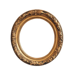 Obraz premium Ornate Gold Oval Frame: Antique Picture Frame isolated on transparent background