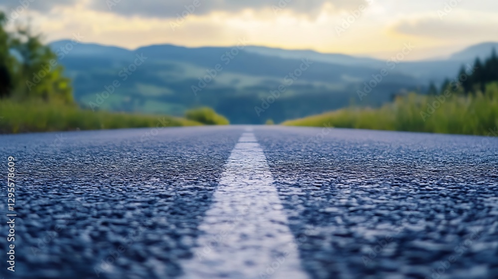 Aufkleber long stretch of an open road with beautiful mountain views under a dramatic sky : generative ai