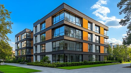Obraz premium Modern apartment building, sunny day