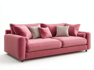 Fototapeta premium A stylish 3D render of a pink sofa and decor in a modern living room 