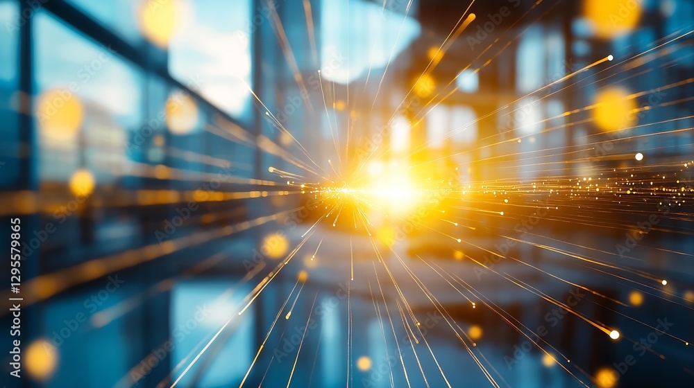 Poster Dynamic Abstract Light Burst Background in Modern Space : Generative AI