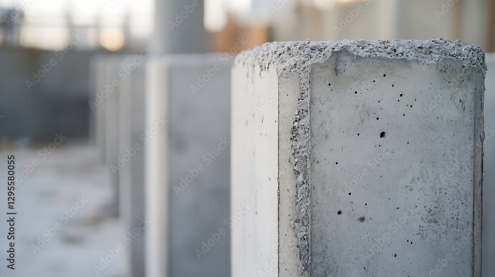 Poster Close up view of concrete pillars on a construction site showcasing texture and detail : Generative AI
